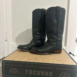 Tecovas Dark Leather Cowboy Boots